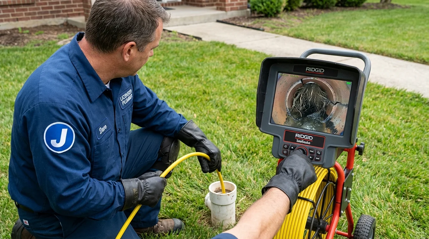 Sewer camera inspection being performed by Johns Plumbing LLC in Solomons